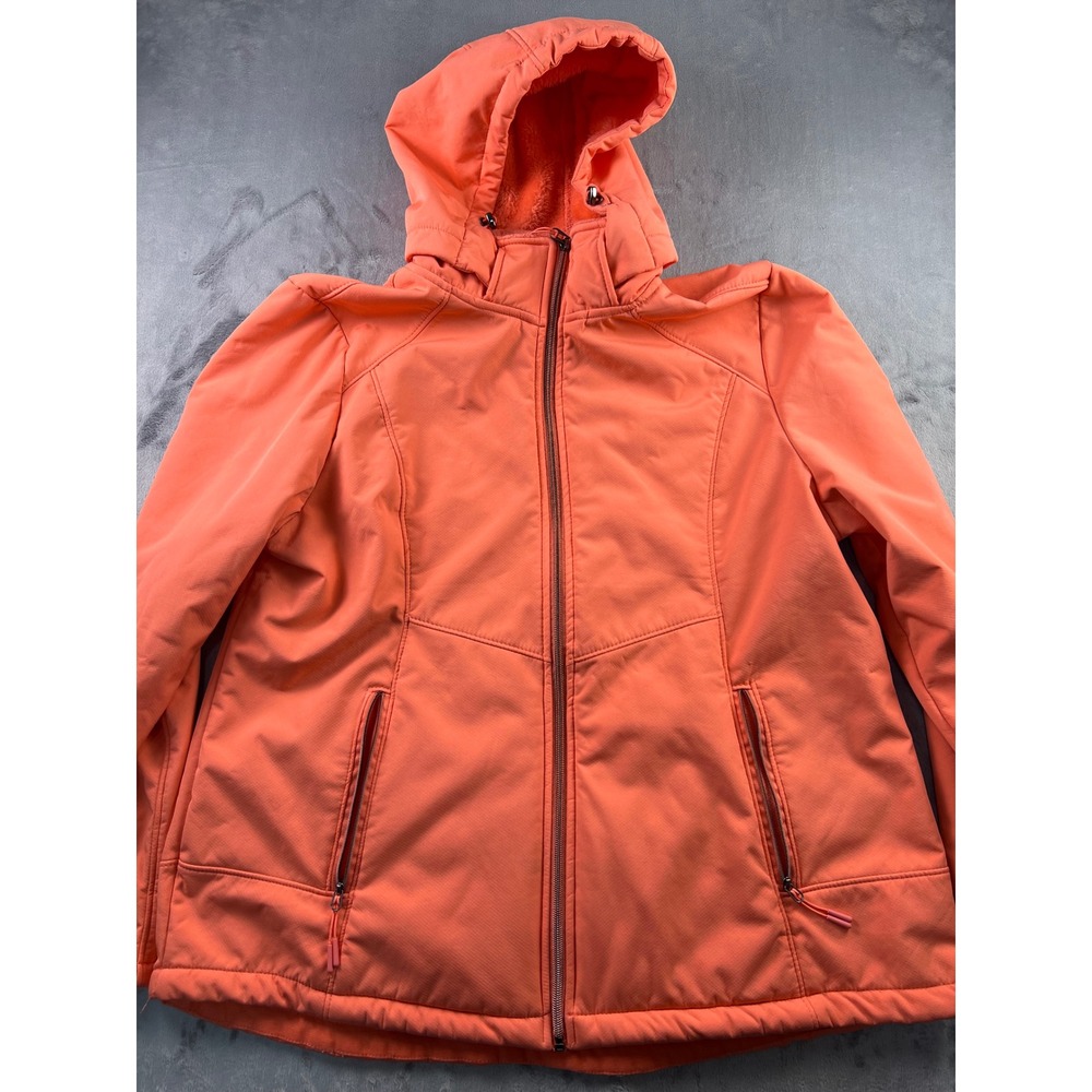 ZeroXposur Womens Softshell Fleece Lined Jacket Coral peach Full Zip Hooded XXL